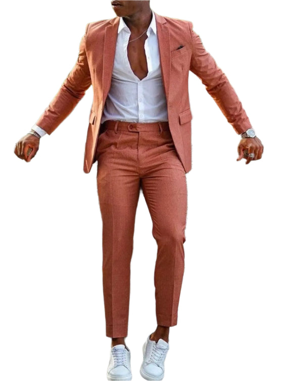 Orange Formal Men Suits For Wedding