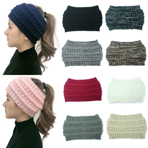 Best Stretch Knitted Ponytail Women Beanie