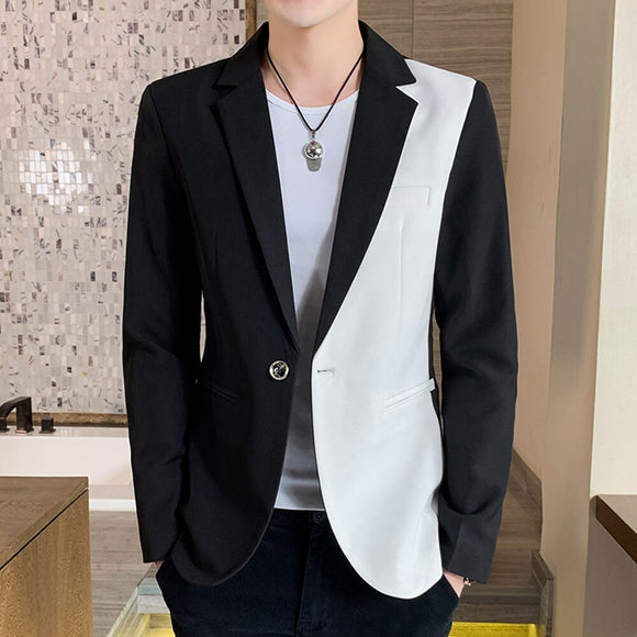 High Quality Men Splice Single Button Slimming Blazer