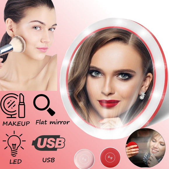 Portable LED Lighted Mini Circular Makeup Mirror