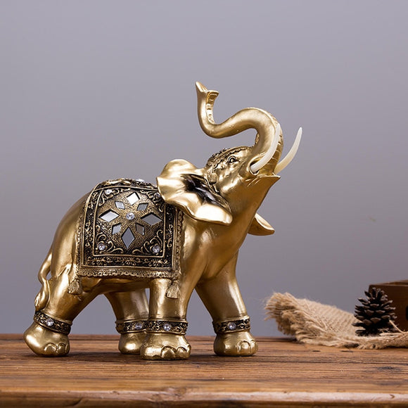 Lucky Wealth Feng Shui Elegant Elephant Trunk Statue